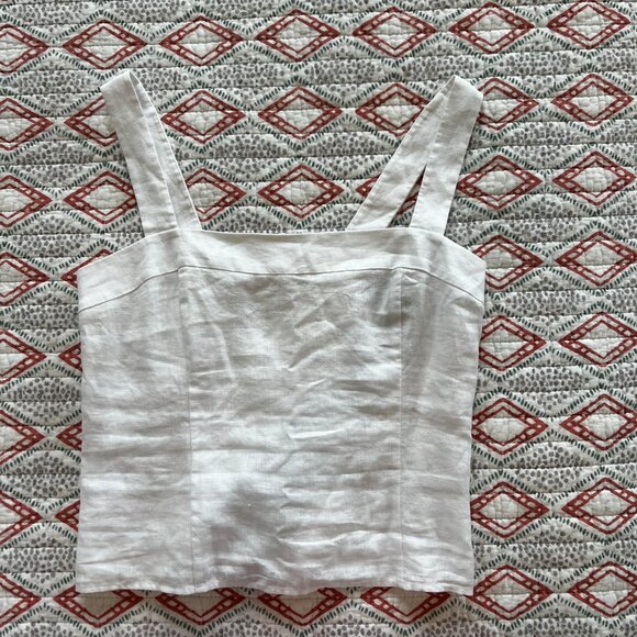 Quince 100% European Linen Fitted Tank in White Size Small - Picture 7 of 12